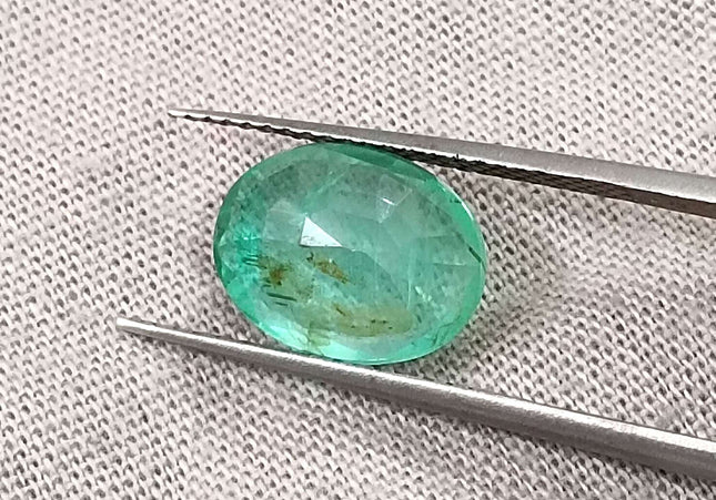 GSI Certified 2.60ct Sea Green Oval Cut Natural Panjshir Emerald Minor Oiled Loose Gemstone