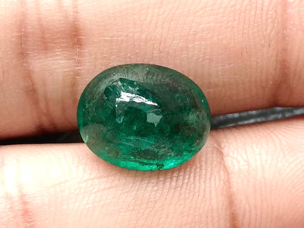 7.15ct Cabochon Cut Vivid Deep Green Natural Zambian Emerald Minor Oiled Loose Gemstone