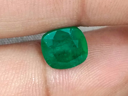 Colombian Emerald 3.14ct Deep Pure Velvet Green Natural Certified Cushion Cut Gemstone