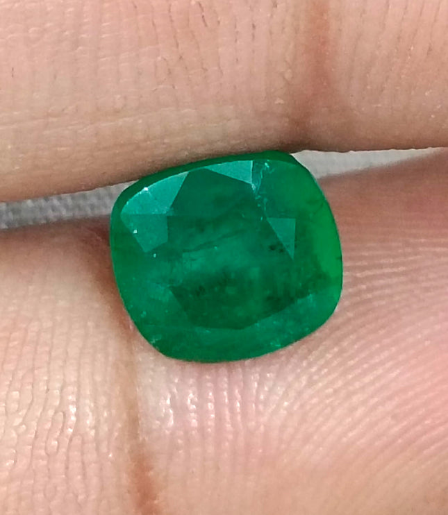 Colombian Emerald 3.14ct Deep Pure Velvet Green Natural Certified Cushion Cut Gemstone