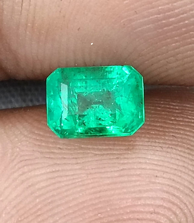Panjshir Emerald 1.32ct Natural Certified Bright Neon Green Emerald Cut Loose Stone