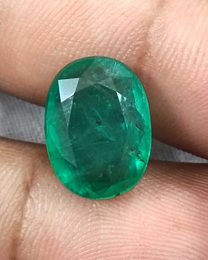 Big 7.48ct Panjshir Emerald, Medium Spring Green Oval Cut Natural Minor Oiled Loose Gemstone
