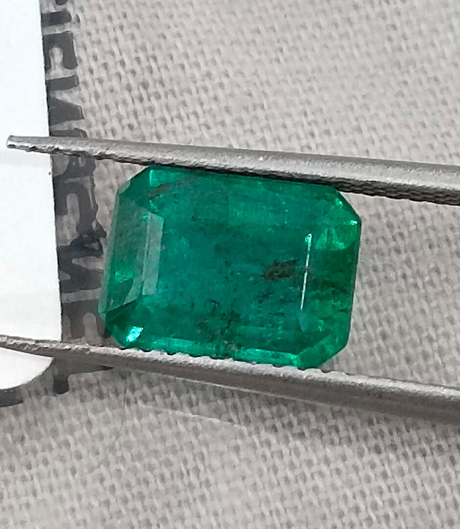 1.98ct Zambian Emerald, Vivid Deep Green Octagon Cut Certified Gemstone