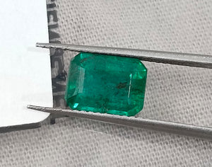 1.98ct Zambian Emerald, Vivid Deep Green Octagon Cut Certified Gemstone
