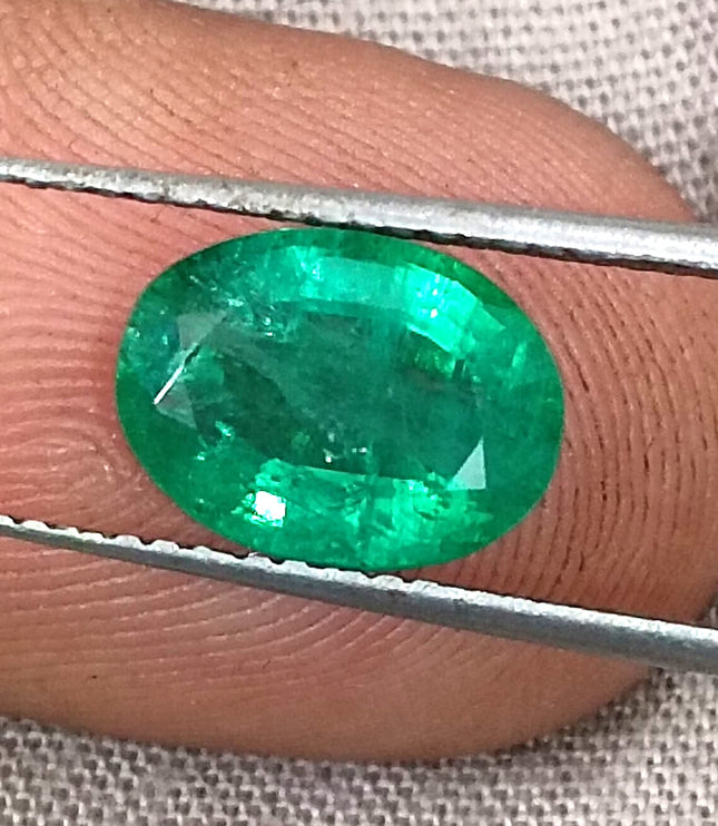 2.01ct Zambian Emerald, Certified Natural Medium Deep Green Oval Cut Loose Gemstone