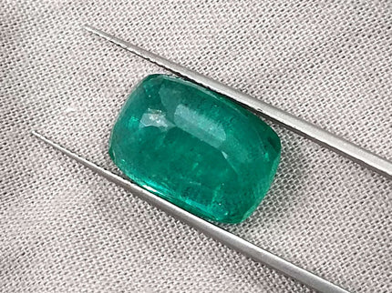Natural Emerald 9.75ct Zambian GSI Certified Medium Deep Green Cushion Cut Loose Gemstone