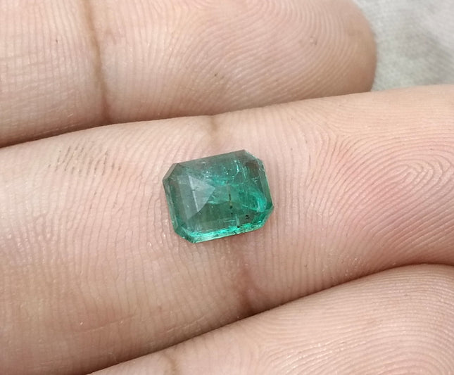 1.76ct Natural Emerald Zambia SGL Certified Medium Deep Green Octagon Cut Loose Gemstone