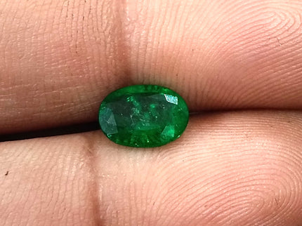 Emerald Natural 1.41ct Certified Deep Vivid Green Oval Cut Loose Gemstone