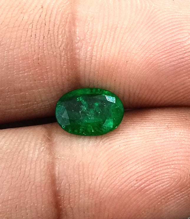 Emerald Natural 1.41ct Certified Deep Vivid Green Oval Cut Loose Gemstone