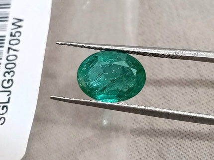 1.82ct Natural Emerald Medium Green SGL Certified Oval Cut Loose Gemstone