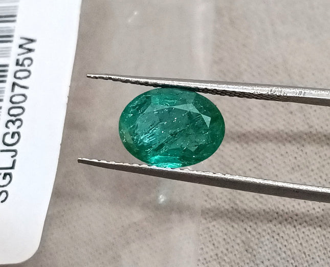 1.82ct Natural Emerald Medium Green SGL Certified Oval Cut Loose Gemstone