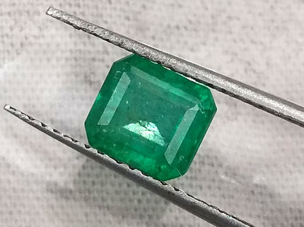 1.35ct Zambian Emerald, Natural Certified Deep Green Emerald cut Loose Stone