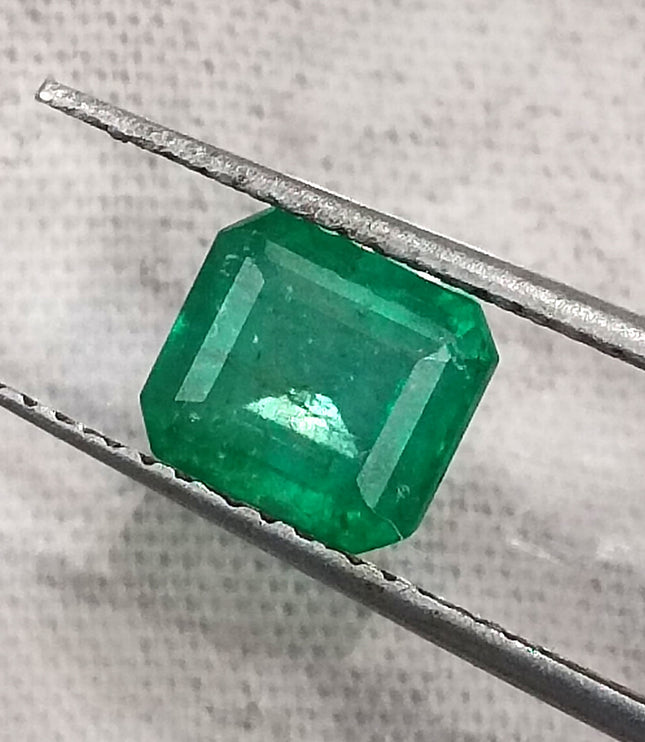 1.35ct Zambian Emerald, Natural Certified Deep Green Emerald cut Loose Stone