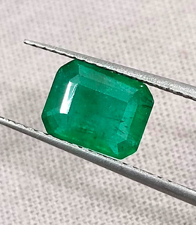 1.44ct Deep Green Zambian Emerald, Certified Natural Octagon Cut Loose Stone