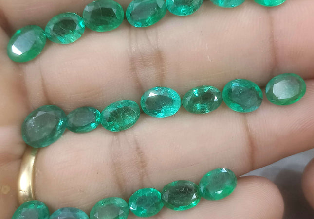 24.31ct Medium to Vivid Green Natural Zambian Emerald Parcel Minor Oiled Loose Gemstones