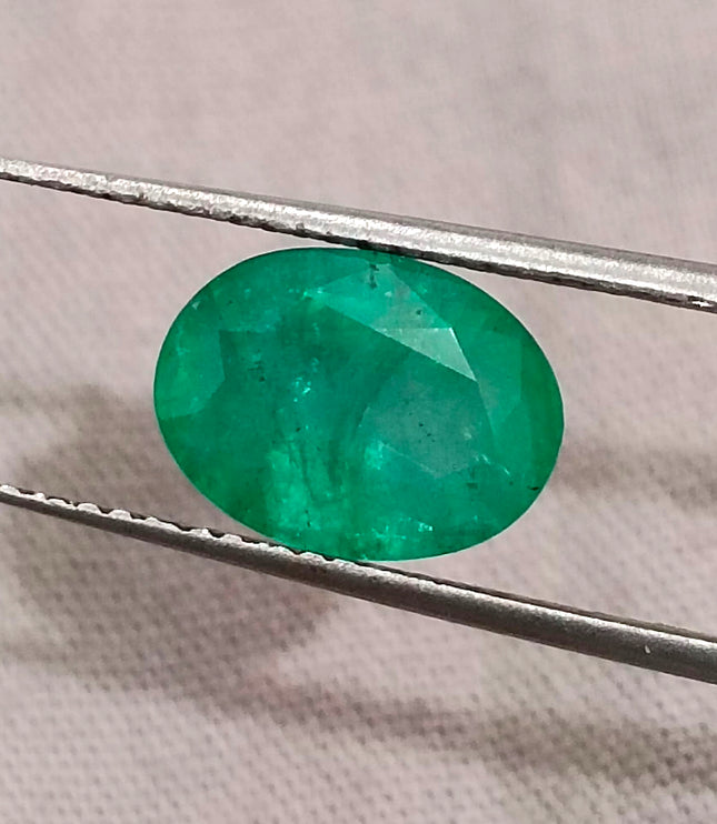 Zambian Emerald 2.74ct Natural Medium Green Oval Cut Loose Gemstone