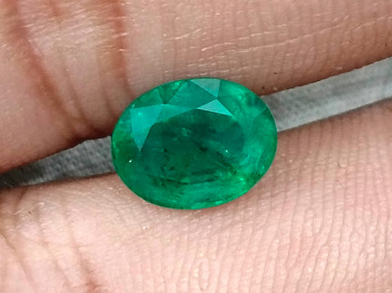 Zambian Emerald 2.67ct Certified Natural Deep Vivid Green Oval Cut Loose Gemstone
