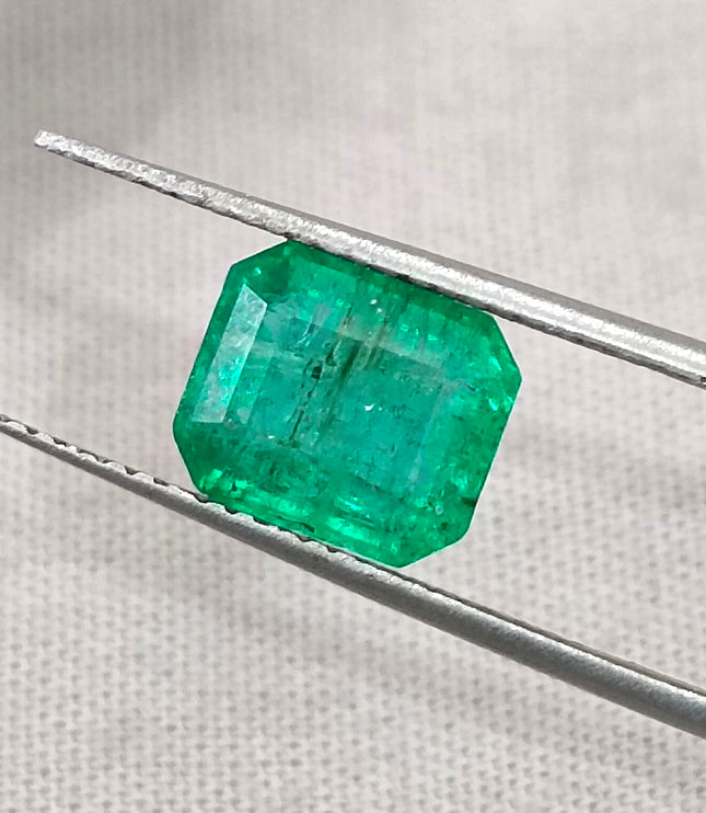 Zambian Emerald 2.30ct Intense Spring Green Octagon Cut Loose Gemstone