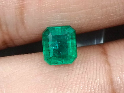 1.59ct Zambian Emerald, Certified Natural Deep Pure Green Octagon Cut Gemstone
