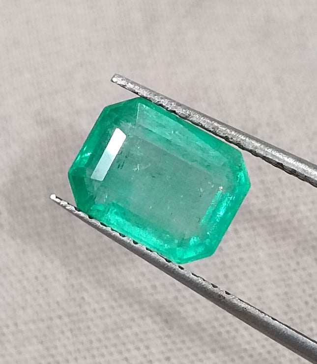Natural Zambian Emerald 2.14ct Medium Light Green Octagon Cut Loose Gemstone
