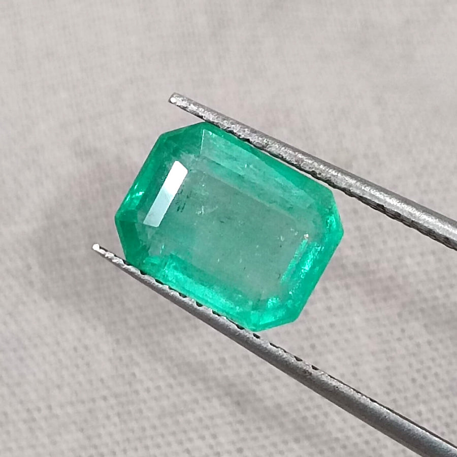 Natural Zambian Emerald 2.14ct Medium Light Green Octagon Cut Loose Gemstone