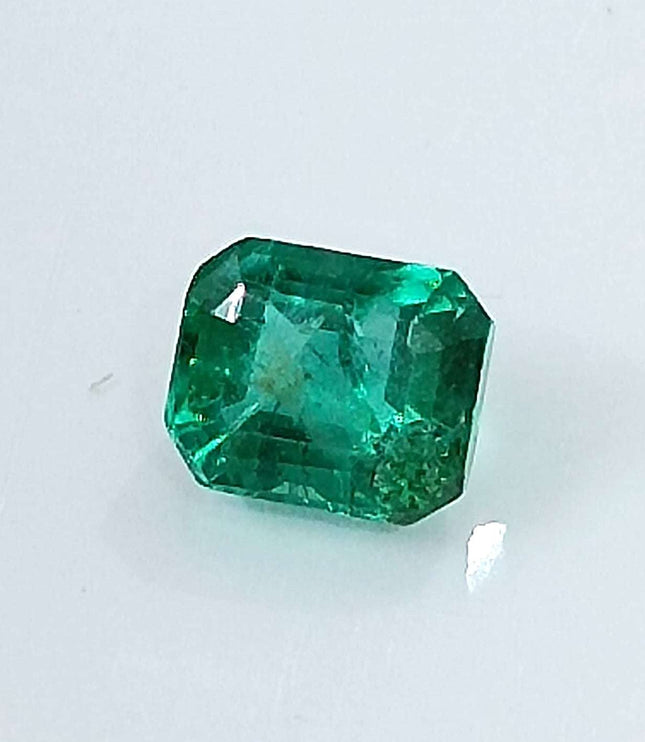 Certified 1.29ct Zambian Natural Emerald, Excellent Luster, Minor Oiled Stone
