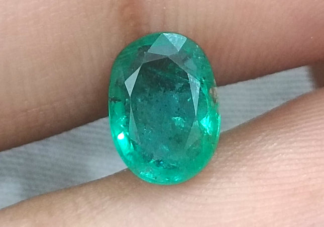 1.87ct GSI USA Certified Medium Deep Green Zambian Emerald Minor Oiled Loose Gemstone