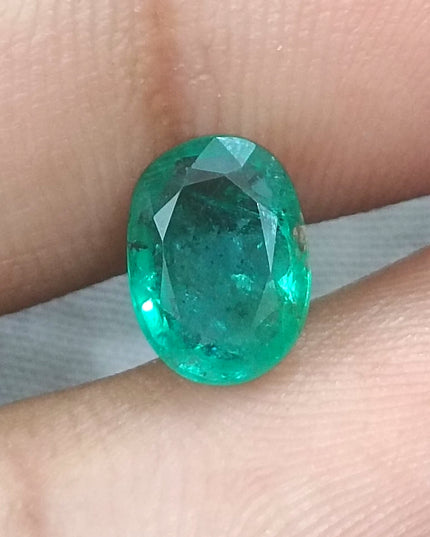 1.87ct GSI USA Certified Medium Deep Green Zambian Emerald Minor Oiled Loose Gemstone