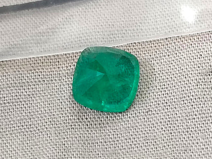 2.79ct Emerald Natural Spring Green GSI Certified Cushion Cut Loose Gemstone