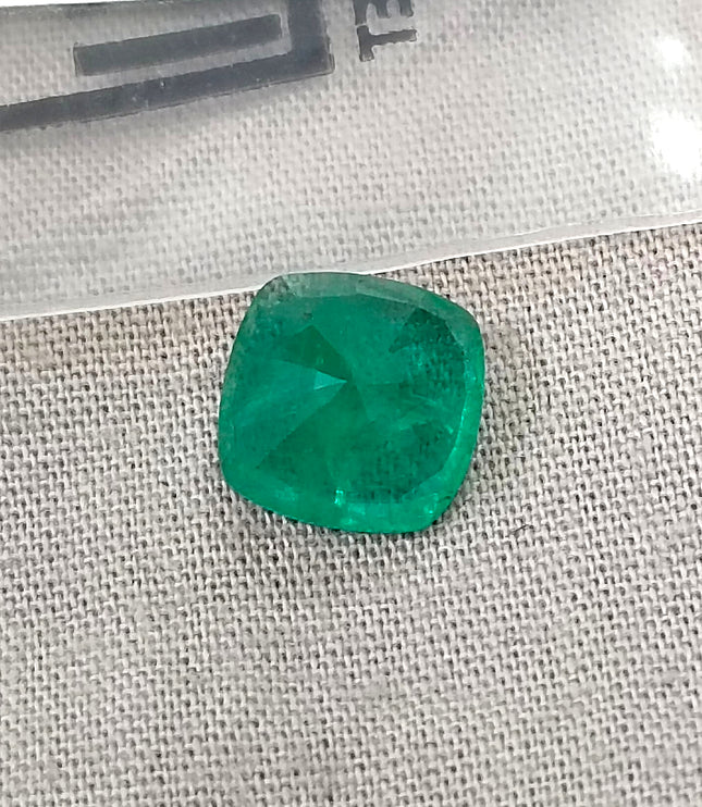 2.79ct Emerald Natural Spring Green GSI Certified Cushion Cut Loose Gemstone