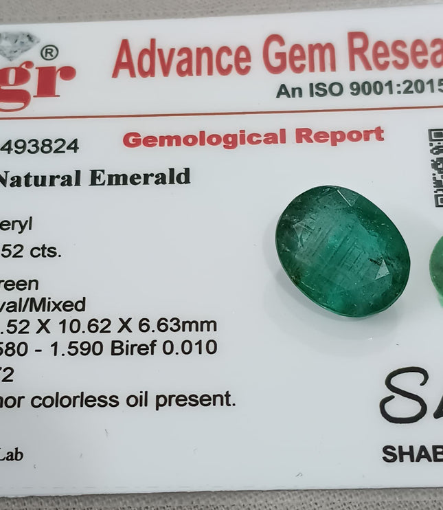 Natural Zambian Emerald 6.52ct Certified Medium Deep Forest Green Oval Cut Big Size Gemstone