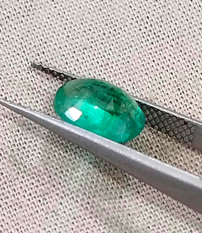 1.73ct Panjshir Emerald Natural Medium Intense Green Oval Gemstone