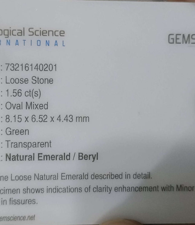 Certified 1.56ct Natural Zambian Emerald Deep Green Oval Cut Loose Gemstone