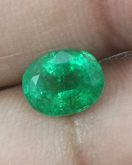 GSI Certified Vivid medium deep Green Swat Emerald Minor Oiled Loose Gemstone