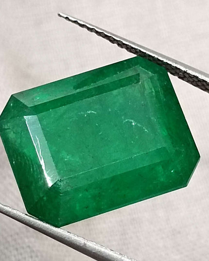 11.92ct Vivid Deep Green Swat Emerald Minor Oiled Loose Gemstone