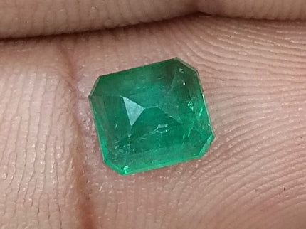 1.35ct Zambian Emerald, Natural Certified Deep Green Emerald cut Loose Stone