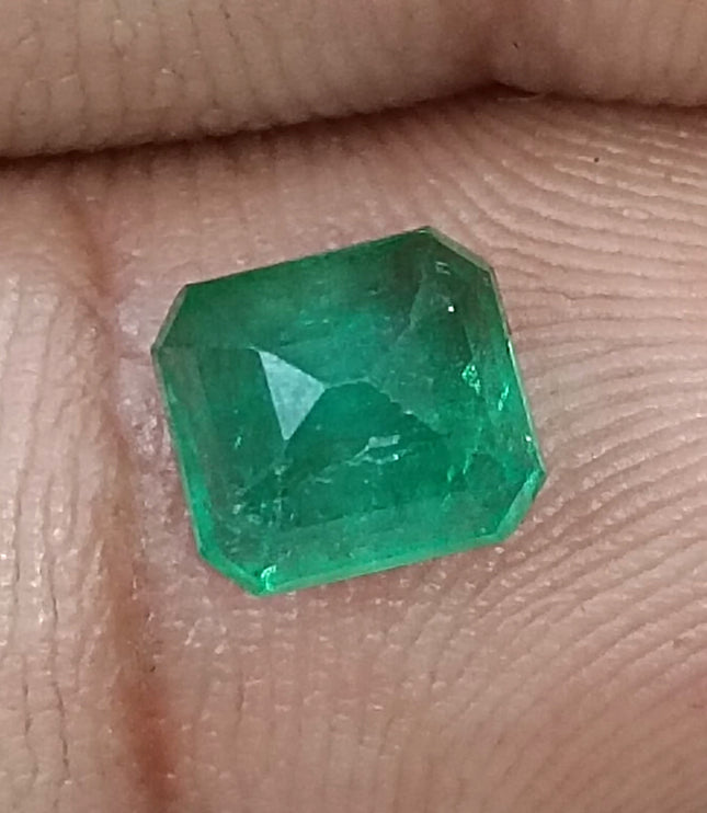 1.35ct Zambian Emerald, Natural Certified Deep Green Emerald cut Loose Stone