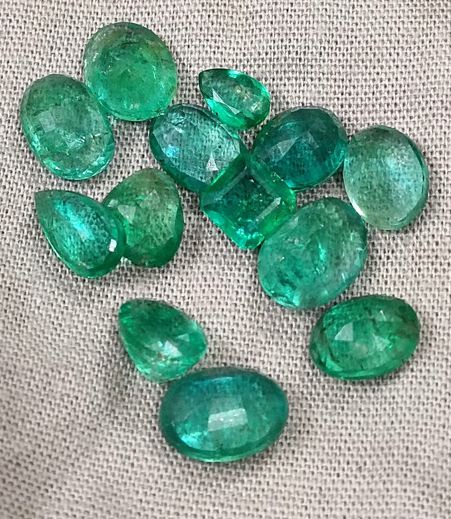 Zambian Emerald Parcel 15.33ct Natural mixed cut loose gemstones