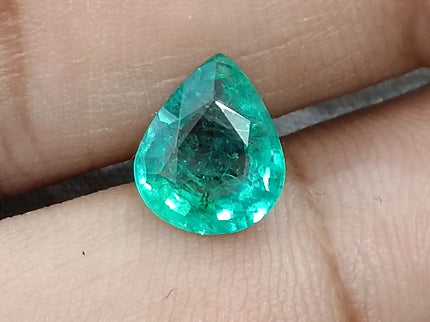 1.72ct Natural Emerald Zambia SGL Certified Medium Green Pear Cut Loose Gemstone