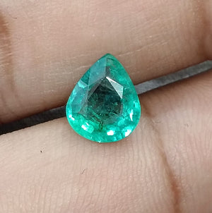 1.72ct Natural Emerald Zambia SGL Certified Medium Green Pear Cut Loose Gemstone
