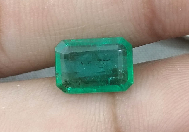 2.73ct GSI USA Certified Medium Deep Green Spring Green Zambian Emerald Minor Oiled Loose Gemstone