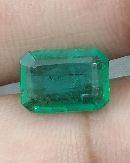 2.73ct GSI USA Certified Medium Deep Green Spring Green Zambian Emerald Minor Oiled Loose Gemstone