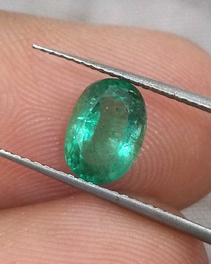 GSI Certified 1.38ct Bright Medium Shamrock Green Natural Zambian Emerald Minor Oiled Loose Gemstone