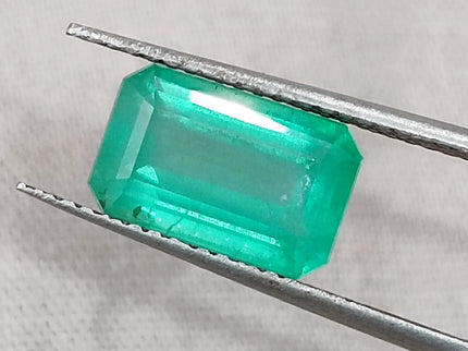 Zambian Emerald 2.54ct Certified Medium Green Emerald Cut Loose Gemstone