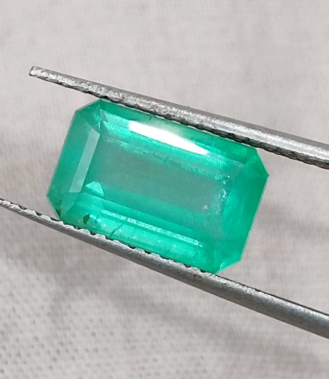 Zambian Emerald 2.54ct Certified Medium Green Emerald Cut Loose Gemstone