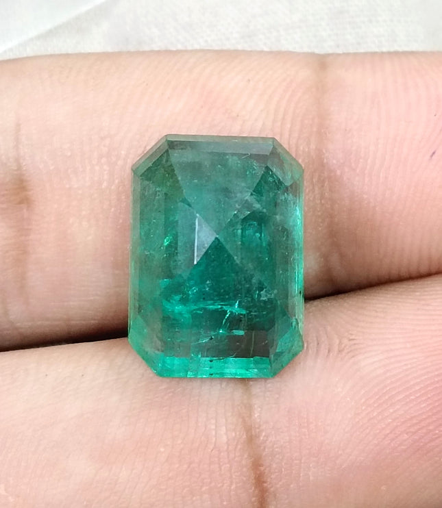 Natural Emerald 13.86ct Zambia Deep Green Octagon Cut Gemstone