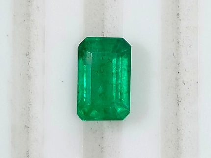 Vivid Green Zambian Emerald 0.98ct Natural Certified Octagon Cut Loose Gemstone
