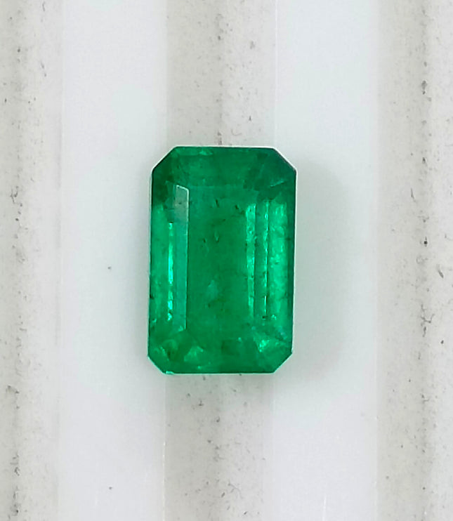 Vivid Green Zambian Emerald 0.98ct Natural Certified Octagon Cut Loose Gemstone