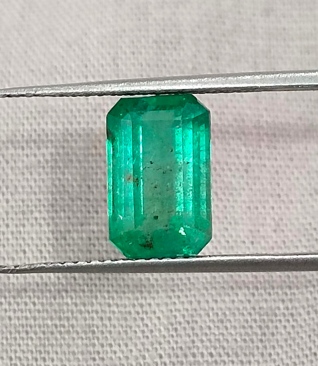 Zambian Emerald 2.63ct Neon Green Natural Certified Octagon Cut Stone
