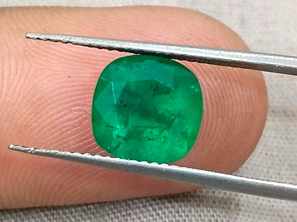 Colombian Emerald 3.14ct Deep Pure Velvet Green Natural Certified Cushion Cut Gemstone